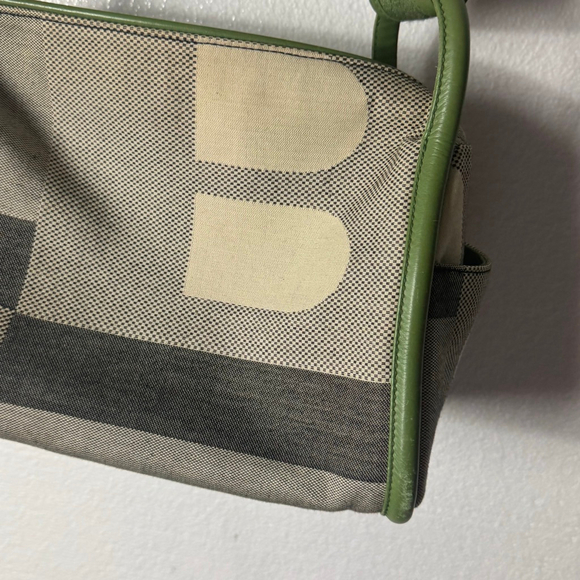 Bally Rare Canvas and Leather l Shoulder Bag Green and Beige with Logo print - Picture 4 of 12